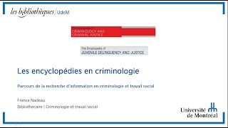 Encyclopédies en criminologie [upl. by Greenlee]