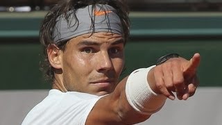 Novak Djokovic touches the net Rafael Nadal reaction  Roland Garros 2013  Semifinal  Tennis [upl. by Nevah]