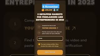 5 UNTAPPED MARKETS FOR FREELANCERS AND ENTREPRENEURS IN 2025  Today memefi Code  memefi shorts [upl. by Noslen]