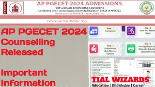 AP PGECET 2024 Counselling Released  AP PGECET 2024 Counselling  AP PGECET [upl. by Jsandye]