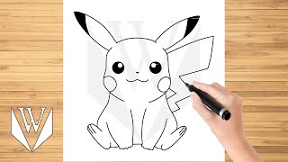 Wie zeichnet man Pikachu Pokémon Schritt für Schritt einfach für Kinder Drawing Tutorial Trick [upl. by Wooster72]