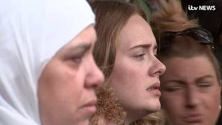 Adele sings along to Lean on Me as she stands with Grenfell families a year after fire  ITV News [upl. by Yeliah]