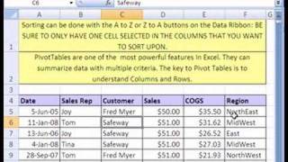 Excel Statistics 03 Data Analysis Sorting amp Pivot Tables [upl. by Tybald]