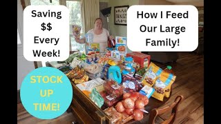 I SAVED A BUNCH Once a Month Grocery Haul for Our LARGE FAMILY [upl. by Brook]