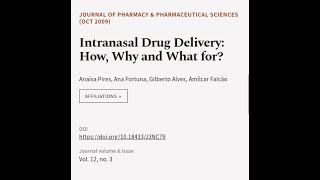 Intranasal Drug Delivery How Why and What for  RTCLTV [upl. by Crowley852]