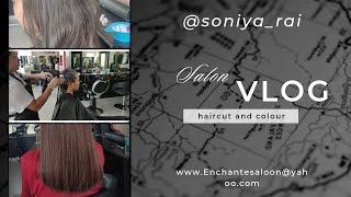 HAIR COLOUR haircut Hyderabad short vlog parlour name is Enchante in hyderabad banjarahills [upl. by Neufer]