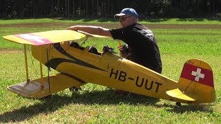 GIANT RC AIRPLANE BÜCKER BÜ 131 JUNGMANN AEROBATIC WITH SMOKE [upl. by Divod]