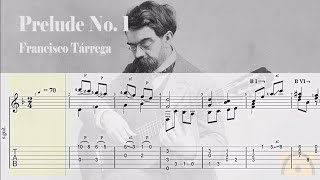 Prelude No 1  Francisco Tárrega  Classical Guitar Tab [upl. by Elonore]