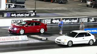 White Honda Civic Hatchback Vs Red Honda Civic Sedan Drag Race  Las Vegas 622023  4K UHD [upl. by Zolner]