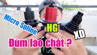 Các loại chuẩn đùm và cối líp phổ biến  Shimano HG x Sram XD x Micro Spline [upl. by Ecikram376]