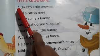 Little Snowman Poem । Little Snowman । Little Snowman Rhyme । Little Snowman Ukg Poem । Englist poem [upl. by Aiahc]