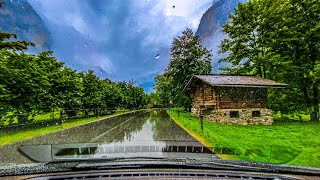 Breathtaking Drive in Switzerland 🇨🇭 Lauterbrunnen Valley in Summer Rain [upl. by Ecnarf]