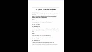 SEBA SST MCQ And Assertion reason based questions class 9 seba History Chapter 4 Burmese Invasion [upl. by Ahsaenat511]