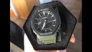 GShock CasiOak GREEN Limited Edition Unboxing  GA2110SU3A  Casio Watch [upl. by Ylrehc]