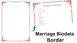 biodata border design  marriage biodata border design in ms word  marriage resume  techskill [upl. by Ehtnax]