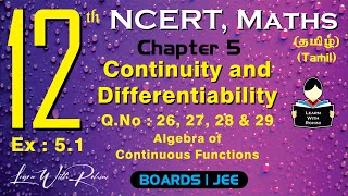 Continuity and Differentiability  QNo  26 27 28 amp 29  Ch 5  Class 12  NCERT  Maths  Tamil [upl. by Boj]