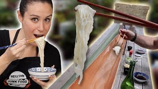 DIY Japanese 🇯🇵 Bamboo NOODLE SLIDE 🍜 Nagashi Somen Recipe [upl. by Hanser]