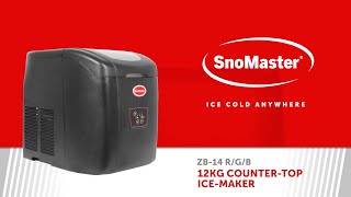 SnoMaster ZB14 12Kg CounterTop IceMaker Available in BlackRedGrey [upl. by Shipley485]