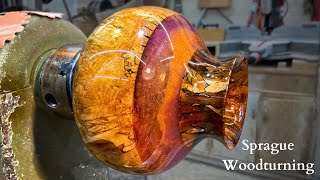 Woodturning  Stabilized Spalted Maple and Resin Shavings Hollow Form Amazing [upl. by Irek]