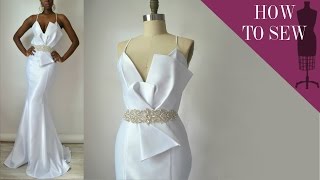 How To Sew A Satin Open Back Mermaid Style Wedding Gown [upl. by Mckenzie91]