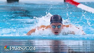 Leon Marchand WOWS crowd with excellent 400m individual medley heat  Paris Olympics  NBC Sports [upl. by Atirys476]