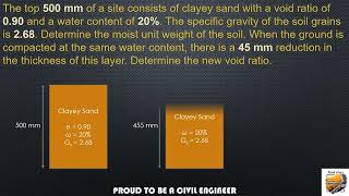 The top 500 mm of a site consists of clayey sand  Determine the moist unit weight of the soil [upl. by Glarum]