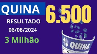 Resultado de hoje da Quina Concurso 6500 Sorteio dia 06082024 [upl. by Huggins]