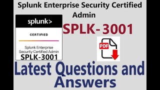 Part5Splunk SPLK3001 Splunk Enterprise Security Certified Admin  Practice Questions amp Answers [upl. by Woody949]