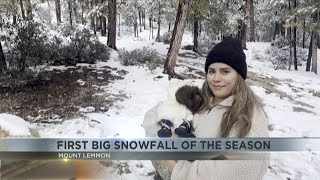 First big snowfall of season has touched down on Mt Lemmon [upl. by Adnorehs]