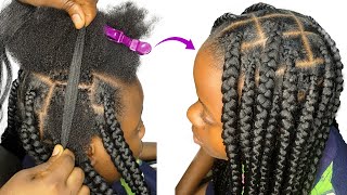 Easy Knotless Box Braid Technique In 2 hours No Feedin method❌ [upl. by Weinstein]