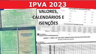 IPVA 2023  VALORES CALENDÁRIO DE PAGAMENTOS E ISENÇÕES [upl. by Boone402]