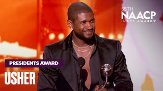 Usher Thanks The Strong Women In His Life Winning The Presidents Award  NAACP Image Awards 24 [upl. by Ellita]