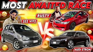 Most Awaited Race 🔥 2ZZ VITZ VS RUSTY VS ETRON 🤩 TEAM4K [upl. by Smukler]