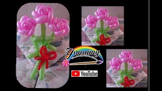 RAMO DE ROSAS HECHO CON GLOBOS 260  BOUQUET OF ROSES BALLOON [upl. by Jat536]