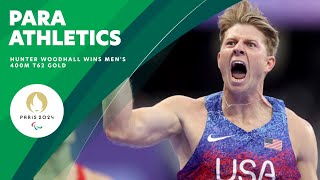 Hunter Woodhall Wins Gold For The USA In The Mens 400m T62 Final 🥇🇺🇸 [upl. by Akina465]