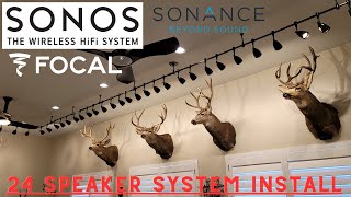 SONOS FOCAL SONANCE 24 Speaker Whole House Audio Install SANUS Rack SONOS Sub Deer Elk Punk Room [upl. by Giltzow292]