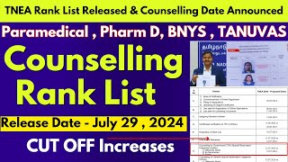 ❤️‍🔥Rank List amp Counselling Schedule Date Released  TN Paramedical Rank List 2024  Tanuvas 2024 [upl. by Ramahs712]