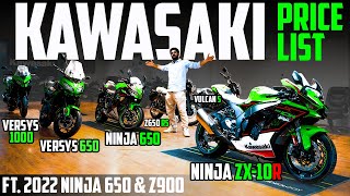 All Kawasaki Bikes In India Latest Price List 🏍️ Ft 2022 Z900 Ninja 650 Ninja 300 amp More 💥 Sugomi [upl. by Bryner]