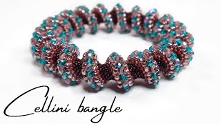 Cellini bangle tutorial  Peyote Cellini  Beadweaving tutorial [upl. by Zilla]