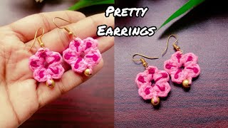 How to crochet flower earrings tutorial for beginners [upl. by Close]