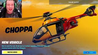 New Choppers Helicopters Added To Fortnite Season 2 Fortnite Video And Reaction New Skins Coming [upl. by Etnovert]