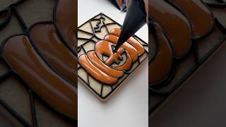 Stain glass Halloween cookie🎃 recipes and supplies linked in my bio cookiedecorating asmr [upl. by Auqenes154]