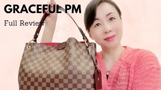 LOUIS VUITTON GRACEFUL PM SIZE FULL REVIEWWHAT FITS INSIDE Wear ampTear After 1 year [upl. by Rese364]