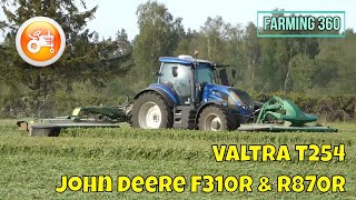 Silage 2023  Valtra T254 with John Deere F310R amp R870R mowers [upl. by Damiani]