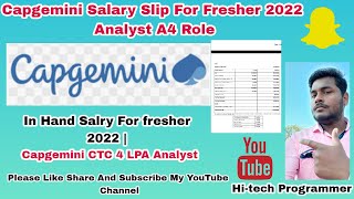 CAPGEMINI IN HAND SALARY🔥🔥 FOR FRESHER ANALYST A4 ROLE 2022 SALARY SLIP FOR FRESHER 4 LPA 🔥🔥🔥 [upl. by Anwahsak630]