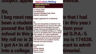 Application for a testimonial testimonial application youtubeshorts applicationwriting [upl. by Nirot]