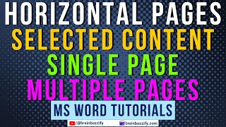 Make Selected Content Single Page or Multiple Pages Horizontal in Word  Landscape Orientation [upl. by Keifer]