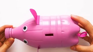 How to make Piggy Bank Plastic bottle [upl. by Aihtennek]