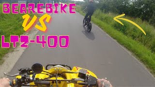 QUAD VS BEAREBIKE  LTZ 400 WHEELIE TRAINING [upl. by Haymes]