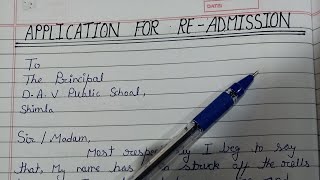 How to write Application for Readmission in SchoolApplication for ReadmissionSchool Readmission [upl. by Franzen830]